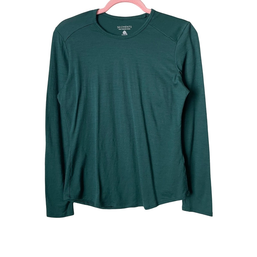 Segments Top Womens Small Green 100% Merino Wool Long Sleeve Base Layer Outdoor